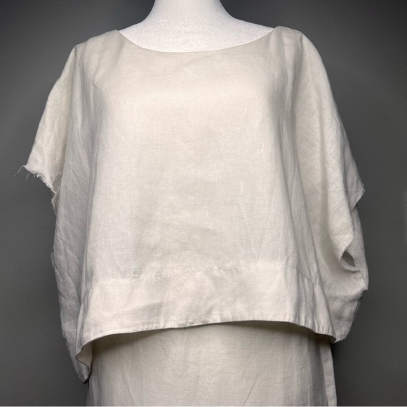 Women’s Small 100% Linen Layered Dress Architectural Minimalist Monochrome USA - Picture 6 of 14